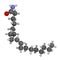 Oleamide molecule. 3D rendering. Atoms are represented as spheres with conventional color coding: hydrogen white, carbon grey