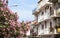 Oleander tree and houses in Giardini Naxos town