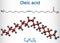 Oleic acid cis, omega-9 molecule. Structural chemical formula and molecule model