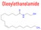 Oleoylethanolamide or OEA molecule. Skeletal formula. Chemical structure