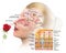 Olfactory sense, sense of smell, woman with rose, detailed illustration of the olfactory region, medically illustration