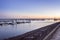 Olhao Marina dusk, the city is capital of Ria Formosa wetlands