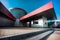 Olimpiyskiy square parking with paving stones and nobody on shot with big dynamic range, blue sky and colorful space