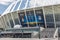 Olimpiyskiy Stadium with UEFA Champions League final banner. Kiev, Ukraine.