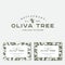 Oliva tree logo at engraving Style. Olive illustration with letters. Business Card.