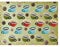 Olive background illustration with cups and sweets