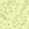 Olive branch with leaves seamless pattern in line art