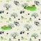 Olive branches, olives trees, provencal houses. French seamless pattern. Watercolor of Provence