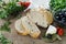 Olive bread with herbs and vegetables