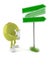 Olive character with blank signpost