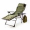Olive Cotton Fishing Lounge Chair With Backrest And Mesh Bag