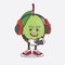 Olive Fruit cartoon mascot character play a game with headphone and controller