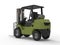 Olive green fork truck - back view