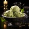 Olive Ice Cream, featuring a scoop of indulgence infused with the subtle and savory taste of olives by AI generated