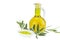 Olive oil Bottle and bowl plate with olive branch. Virgin olive oil. Natural olive oil, healthy food.