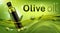Olive oil bottle mockup banner, vegetable product