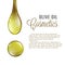 Olive oil cosmetics poster with realistic golden green drop shape