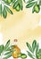 Olive oil in the garden and green olives watercolor background