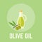 Olive oil in glass bottle vector illustration