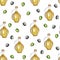 Olive oil and olives watercolor seamless pattern