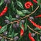 Olive oliva branch red hot chili chilli spicy pepper seamless pattern texture background