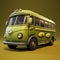 Olive And Olive Cartoon Bus: Overwatch Style 3d Cgi Art