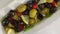 Olive salad with green and black olives in olive oil