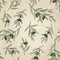 Olive seamless pattern. Floral nature food ingredient old-fashioned wallpaper