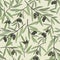 Olive seamless pattern. Hand drawn olive branch background.