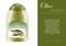 Olive shampoo bottle with sampel label