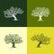 Olive tree silhouette icons set