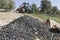 Olives accumulated in a sack in the soil during the compilation