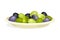 Olives Cultivar with Black and Green Drupe Fruit Rested on Plate Vector Illustration