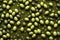 Olives floating on olive oil drops green background extra virgin olive oil float in the air illustration generative ai