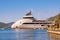 OLIVIA O Yacht arrived at port in Tivat city.  Montenegro,  Adriatic Sea, Bay of Kotor