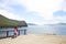 OLKHON ISLAND, 27 AUGUST, 2019:  The pontoon ferry in Olkhon Island, Baikal Lake, Siberia, Russia.