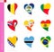 Ð¡ollection of flags in the shape of a heart