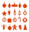 ollection of hanging christmas icons. Set of elements for Christmas design. Collection of baubles. Flat Christmas Icons. Doodle