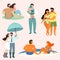 Ð¡ollection of romantic loving couples. Vector illustration.