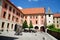 Olomouc, Czech Rep: Baroque Square with CafÃ©