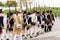 Olomouc Czech Rep. October 7th 2017 historical festival Olmutz 1813. Napoleonic soldiers marching with their muskets on