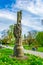 OLOMOUC, CZECH REPUBLIC, APRIL 16, 2016: View of the smetana orchard with a statue of the czech composer Bedrich Smetana