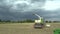 OLOMOUC, CZECH REPUBLIC, AUGUST 14, 2018: Harvesting corn field on silage as a cattle feeds farm for cows, agricultural