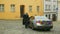 OLOMOUC, CZECH REPUBLIC, JANUARY 3, 2019: Police car BMW 745Le, policeman, combines three-liter turbocharged six