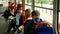 OLOMOUC, CZECH REPUBLIC, JUNE 22, 2020: Coronavirus mask face tram streetcar drive crowd people passengers, public