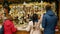 OLOMOUC, CZECH REPUBLIC, NOVEMBER 30, 2019: Christmas market stall with tree decorated ornaments products star, toys