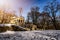 Olomouc, Mausoleum of Yugoslav soldiers, South Slavic mausoleum in the park in winter, Czech republic, Moravia, Olomouc