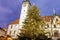 Olomouc town hall with a large christmas tree in front of it