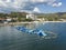 Olongapo, Zambales, Philippines - Aerial of a water park by the coast of Barretto Beach