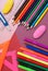 olorful pencils on colorful background